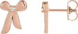 14K Gold Round Natural Diamond Accented Bow Earrings - Rose Gold