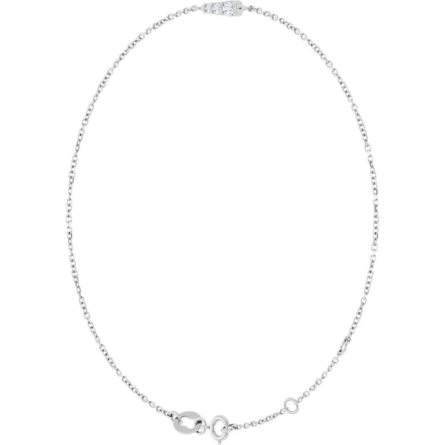 14K Gold Natural Diamond Graduated Link Bracelet - White Gold - view 2