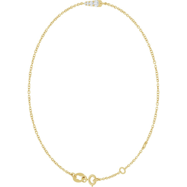 14K Gold Natural Diamond Graduated Link Bracelet - Yellow Gold - view 2