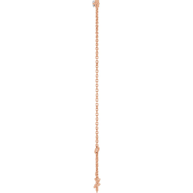 14K Gold Natural Diamond Graduated Link Bracelet - Rose Gold - view 3