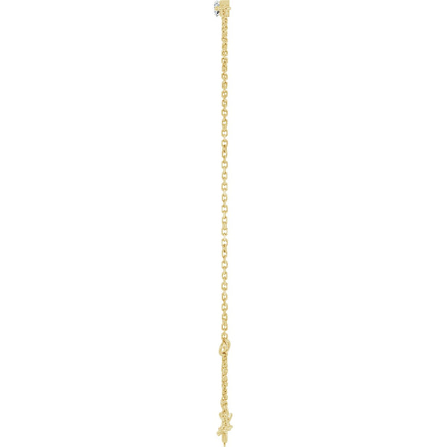 14K Gold Natural Diamond Graduated Link Bracelet - Yellow Gold - view 3