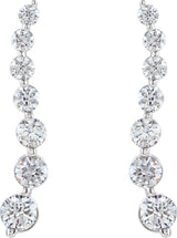 14K Gold Round Natural Diamond Journey Earrings – 3-3.4mm Stones - White Gold - view 2