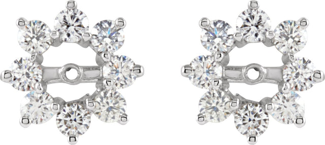 14K Gold Natural Diamond Halo-Style Earring Jackets VII - White Gold - view 2