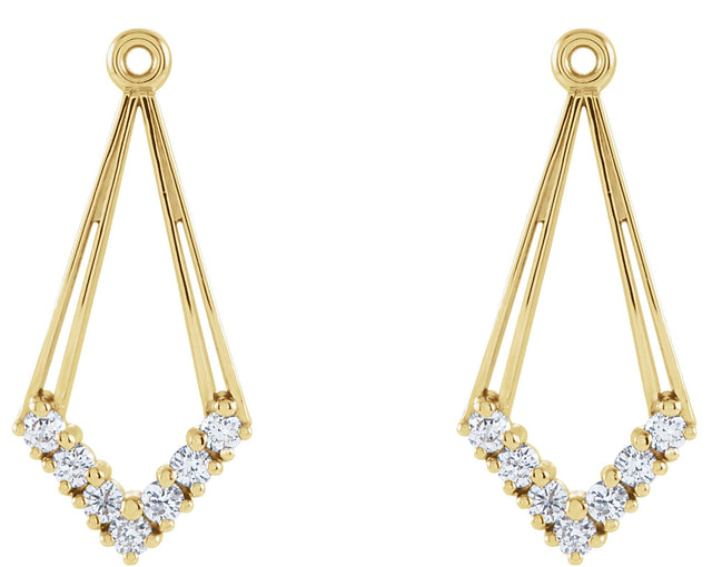 14K Gold Natural Diamond Geometric Earring Jackets - Yellow Gold - view 2