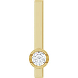 14K Gold Round Natural Diamond Solitaire Bar Necklace or Pendant - Yellow Gold