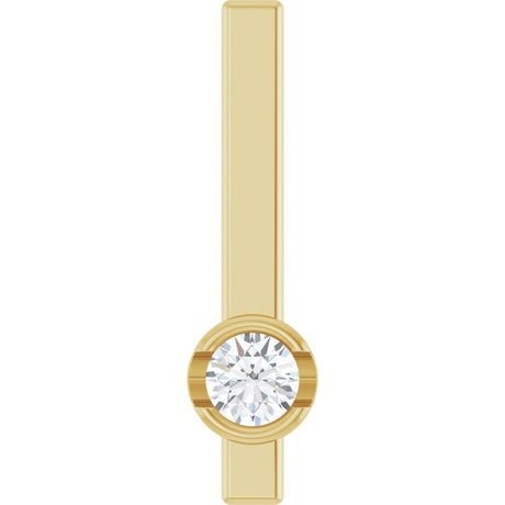 14K Gold Round Natural Diamond Solitaire Bar Necklace or Pendant - Yellow Gold