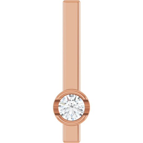 14K Gold Round Natural Diamond Solitaire Bar Necklace or Pendant - Rose Gold