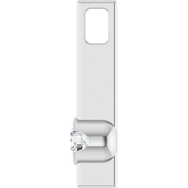 Platinum Round Natural Diamond Solitaire Bar Necklace or Pendant - view 2