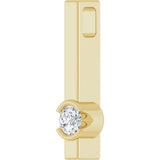 14K Gold Round Natural Diamond Solitaire Bar Necklace or Pendant - Yellow Gold - view 3