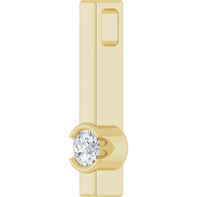14K Gold Round Natural Diamond Solitaire Bar Necklace or Pendant - Yellow Gold - view 3