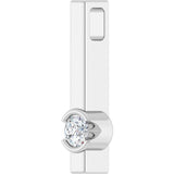 Platinum Round Natural Diamond Solitaire Bar Necklace or Pendant - view 3