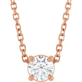 14K Gold Round Natural Diamond Solitaire Slide Necklace or Pendant - Rose Gold
