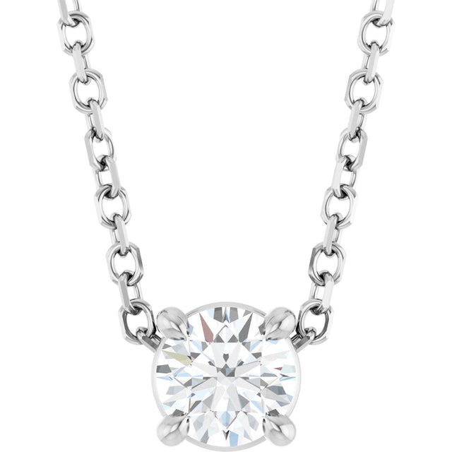 Platinum Round Natural Diamond Solitaire Slide Necklace or Pendant