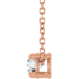 14K Gold Round Natural White Sapphire Solitaire Slide Necklace or Pendant - Rose Gold - view 3