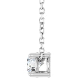 14K Gold Round Natural White Sapphire Solitaire Slide Necklace or Pendant - White Gold - view 3