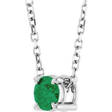 14K Gold Round Natural Emerald Solitaire Slide Necklace or Pendant - White Gold - view 2