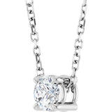14K Gold Round Natural White Sapphire Solitaire Slide Necklace or Pendant - White Gold - view 2