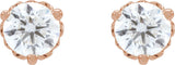 14K Gold Lab-Grown Diamond Round 3-Prong Scroll Stud Earrings - Rose Gold - view 2