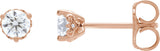 14K Gold Lab-Grown Diamond Round 3-Prong Scroll Stud Earrings - Rose Gold