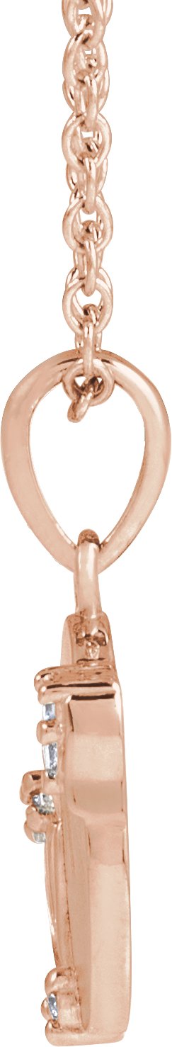 14K Gold Round Natural Diamond Accented Engravable Floral Necklace or Pendant - Rose Gold - view 2