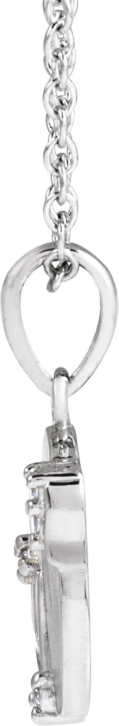 14K Gold Round Natural Diamond Accented Engravable Floral Necklace or Pendant - White Gold - view 2