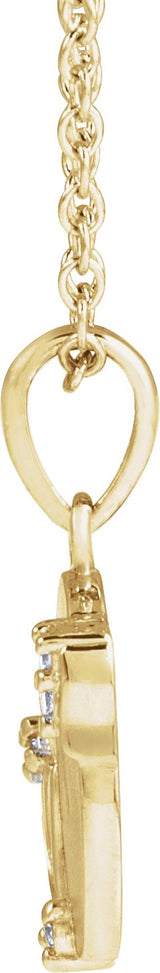 14K Gold Round Natural Diamond Accented Engravable Floral Necklace or Pendant - Yellow Gold - view 2