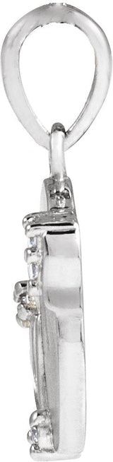 Platinum Round Natural Diamond Accented Engravable Floral Necklace or Pendant - view 2