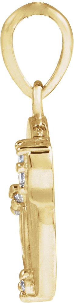 14K Gold Round Natural Diamond Accented Engravable Floral Necklace or Pendant - Yellow Gold - view 2