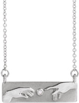 14K Gold Round Natural Diamond Creation of Adam Necklace - White Gold