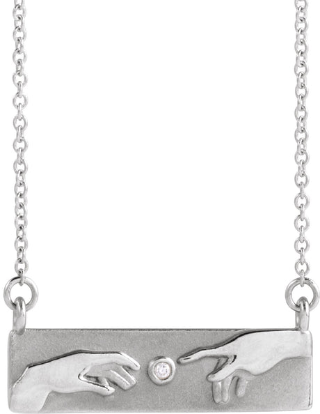 14K Gold Round Natural Diamond Creation of Adam Necklace - White Gold