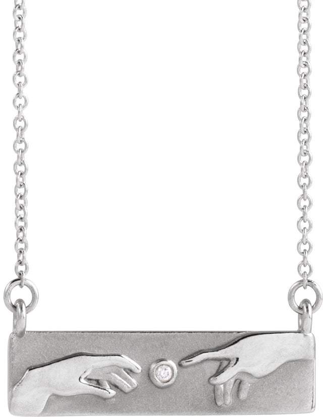 14K Gold Round Natural Diamond Creation of Adam Necklace - White Gold
