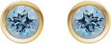 14K Gold Natural Aquamarine Round Bezel-Set Birthstone Stud Earrings - Yellow Gold - view 2