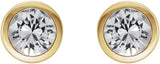 14K Gold Natural White Sapphire Round Bezel-Set Birthstone Stud Earrings - Yellow Gold - view 2