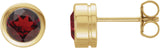 14K Gold Natural Mozambique Garnet Round Bezel-Set Birthstone Stud Earrings - Yellow Gold