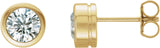 14K Gold Natural Diamond Round Bezel-Set Birthstone Stud Earrings - Yellow Gold