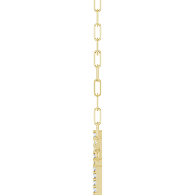 14K Gold Round Natural Diamond Accented Sideways Cross Necklace – 19.3x10.8mm - Yellow Gold - view 3