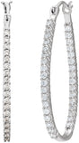 14K Gold Round Natural Diamond Inside-Outside U-Hoop Earrings - White Gold