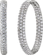 18K Gold Round Natural Diamond Pavé-Style Inside-Outside Hinged Hoop Earrings
