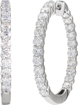 14K Gold Round Lab-Grown Diamond Inside-Outside Hoop Earrings – up to 1/2 CTW - White Gold - view 2