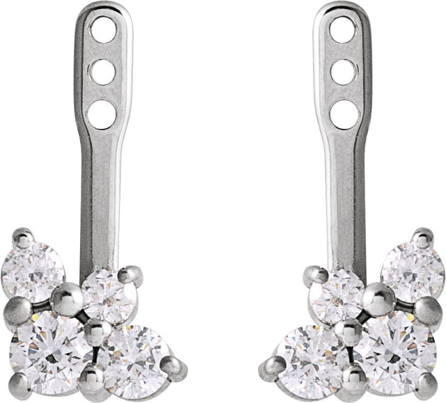 14K Gold Natural Diamond Accented Earring Jacket - White Gold - view 2