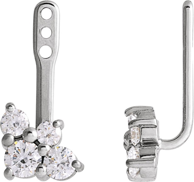 Platinum Natural Diamond Accented Earring Jacket
