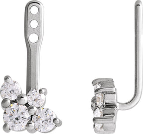 14K Gold Natural Diamond Accented Earring Jacket - White Gold