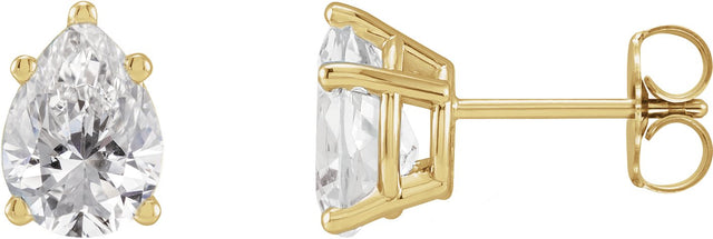 14K Gold Lab-Grown Diamond Pear 5-Prong Stud Earrings - Yellow Gold