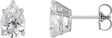 Platinum Natural Diamond Pear 5-Prong Stud Earrings