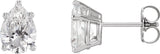 Platinum Natural Diamond Pear 5-Prong Stud Earrings