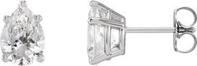 Platinum Natural Diamond Pear 5-Prong Stud Earrings