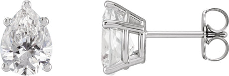 Platinum Natural Diamond Pear 5-Prong Stud Earrings