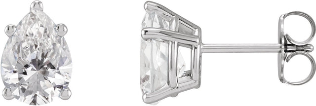 Platinum Natural Diamond Pear 5-Prong Stud Earrings