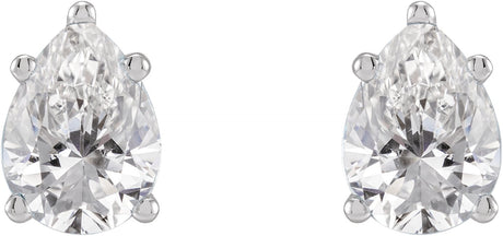 Platinum Natural Diamond Pear 5-Prong Stud Earrings - view 2