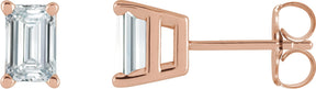 14K Gold Lab-Grown Diamond Emerald 4-Prong Stud Earrings - Rose Gold